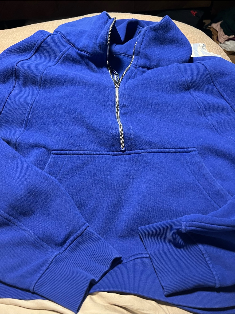 lululemon athletica Royal Blue Half-Zip Cropped Pullover Sweatshirt